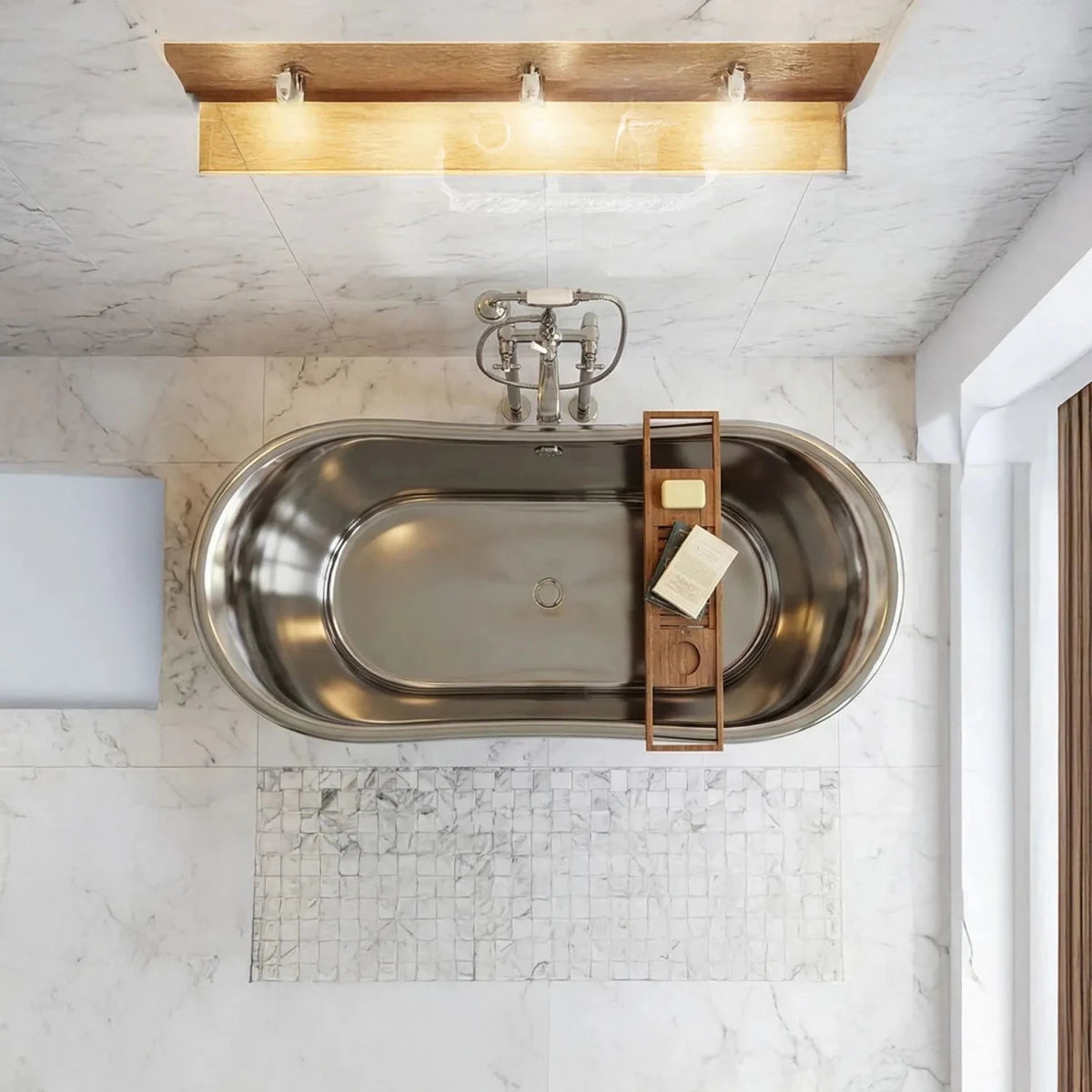 Coppersmith Straight Base Stainless Steel Bathtub Full Steel Finish in Steel