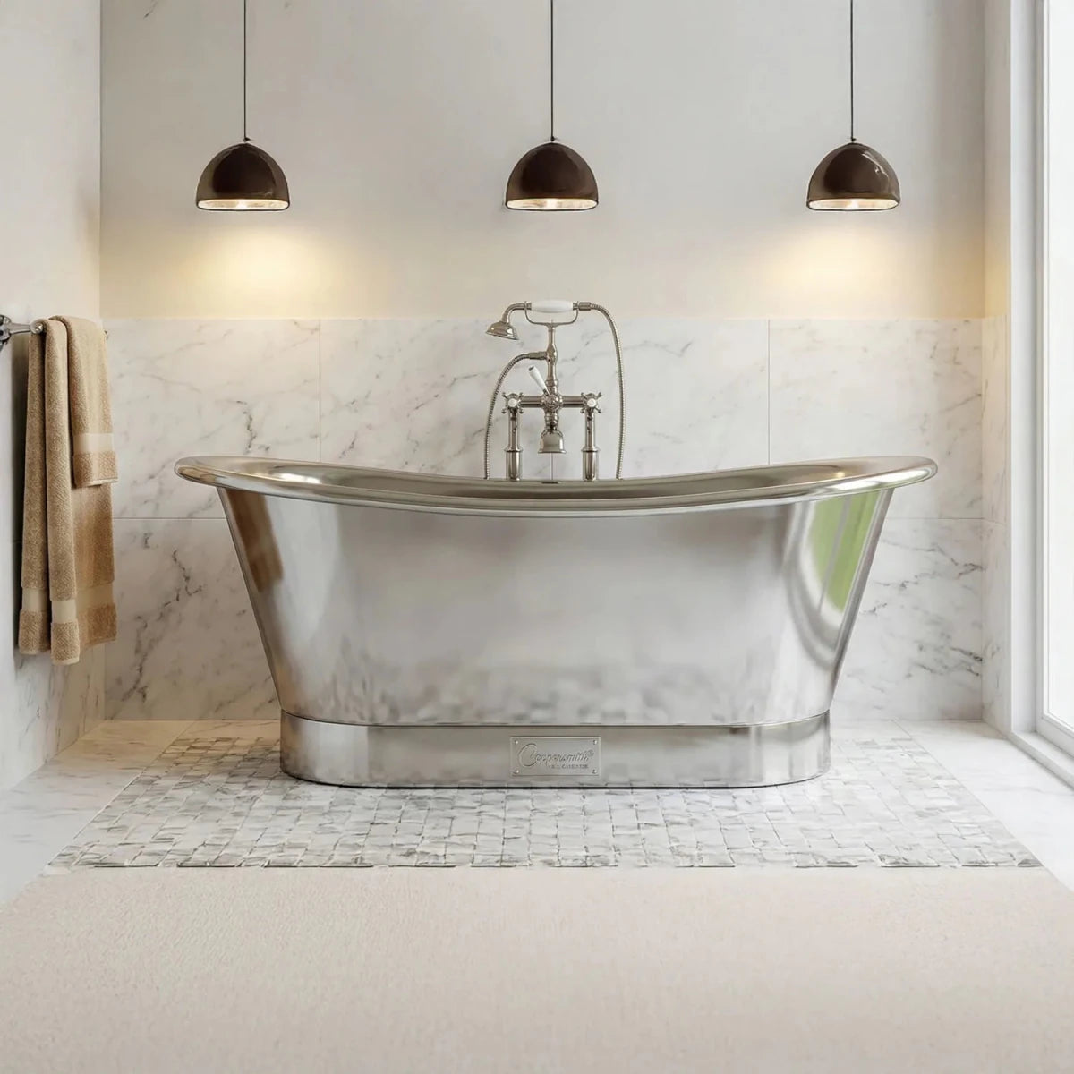 Coppersmith Straight Base Stainless Steel Bathtub Full Steel Finish in Steel