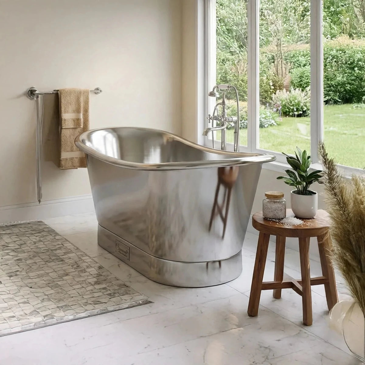 Coppersmith Straight Base Stainless Steel Bathtub Full Steel Finish in Steel