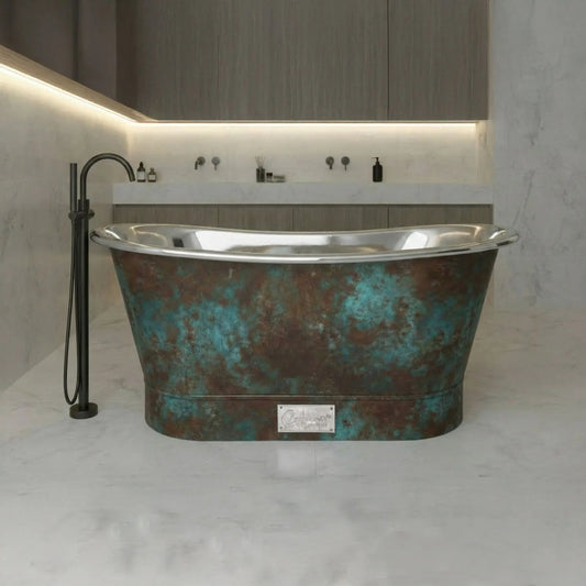 Coppersmith Straight Base Stainless Steel Bathtub Weathered Patina Exterior Finish in L1700 x W690 x H710