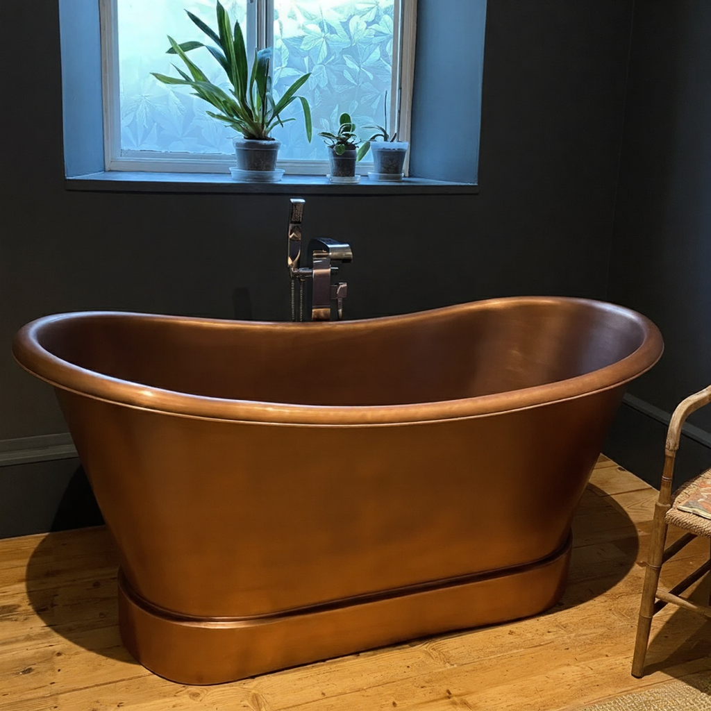 Coppersmith Creations Copper Freestanding Bathtub Antique Style Double Slipper