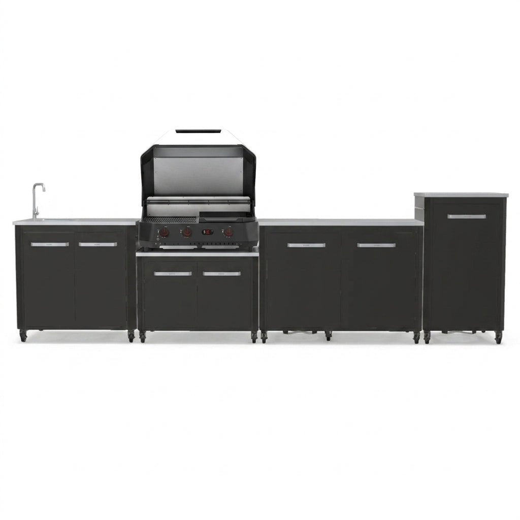 Cozze® Elements Modular Outdoor Kitchen - Gas Grill, Storage and Sink with Optional Pizza Oven in Black