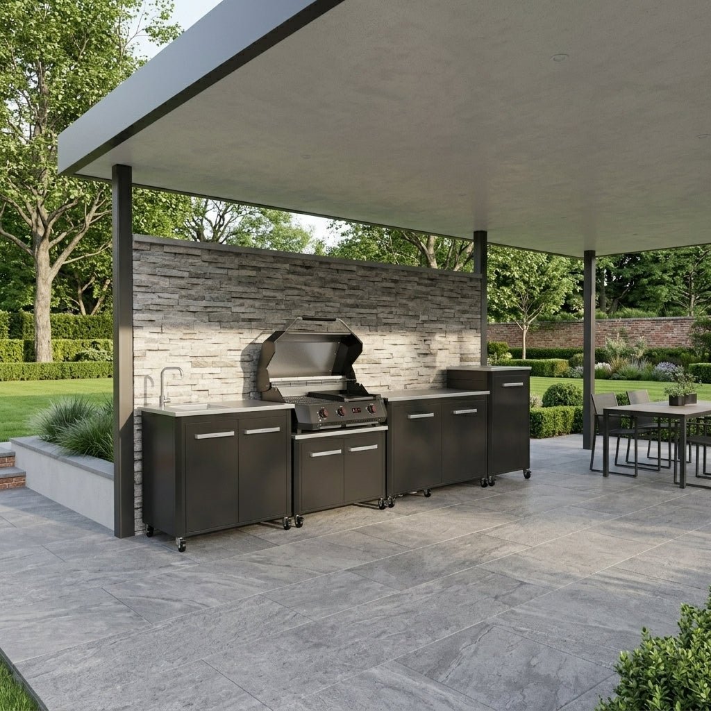 Cozze® Elements Modular Outdoor Kitchen - Gas Grill, Storage and Sink with Optional Pizza Oven in Black