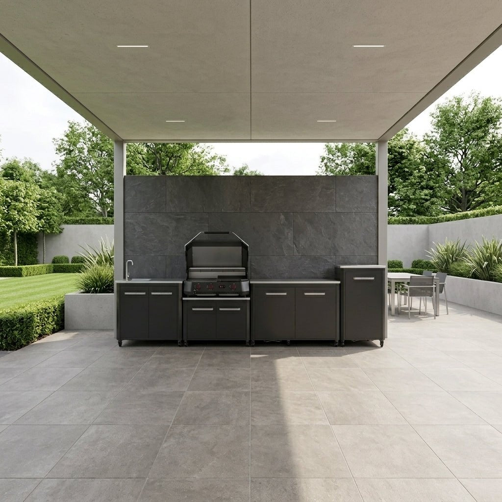 Cozze® Elements Modular Outdoor Kitchen - Gas Grill, Storage and Sink with Optional Pizza Oven in Black