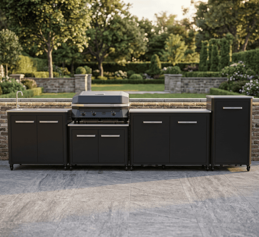 Cozze® Elements Modular Outdoor Kitchen - Gas Grill, Storage and Sink with Optional Pizza Oven in Black