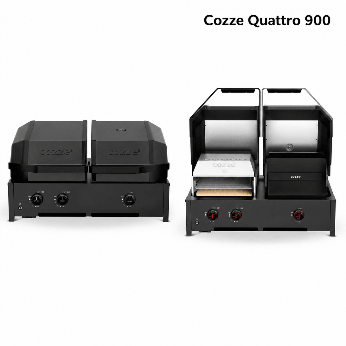 Cozze® Elements Modular Outdoor Kitchen - L Shaped with Grill, Storage, Fridge and Sink in Black