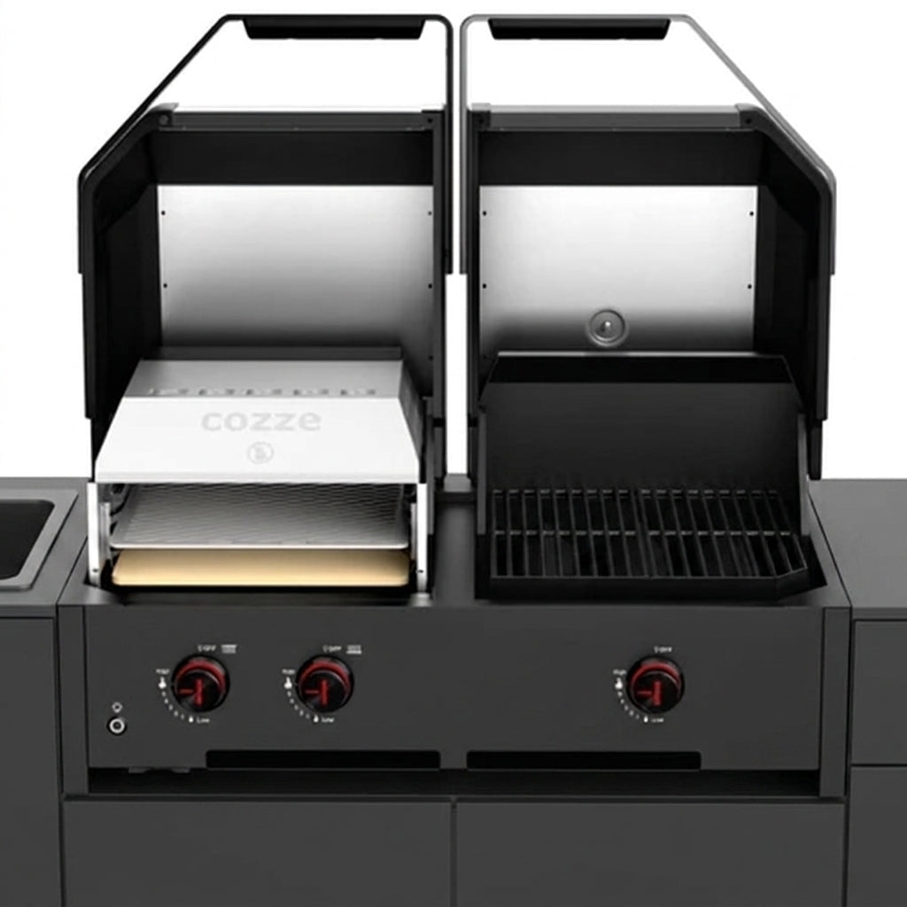 Cozze® Elements Modular Outdoor Kitchen with Gas Grill, Storage and Sink in Black