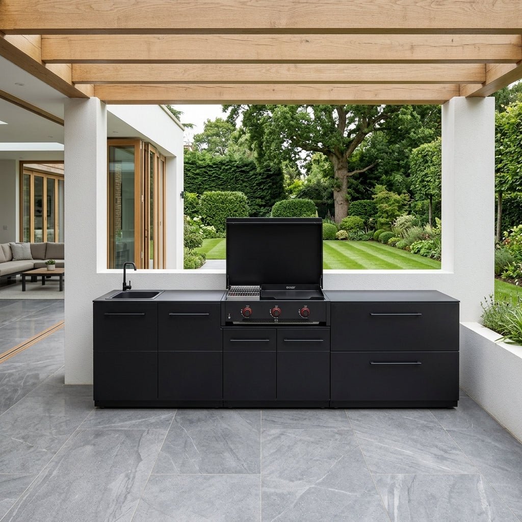Cozze® Elements Modular Outdoor Kitchen with Gas Grill, Storage and Sink in Black