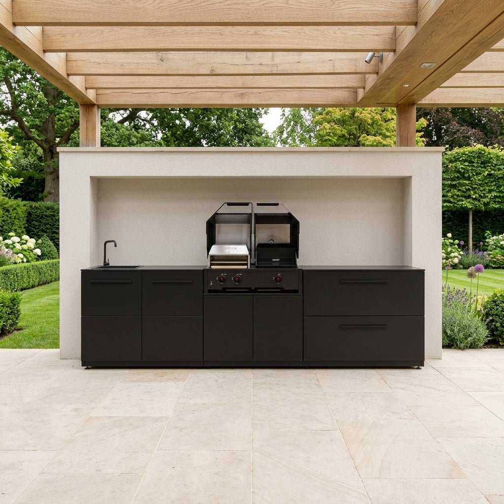 Cozze® Elements Modular Outdoor Kitchen with Gas Grill, Storage and Sink in Black