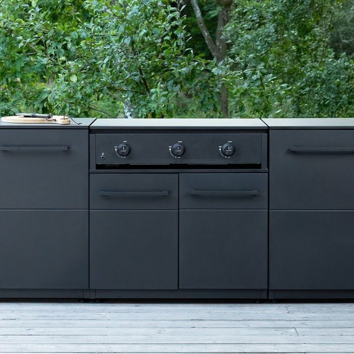 Cozze® Elements Outdoor Kitchen 90 with Steel Worktop in Black