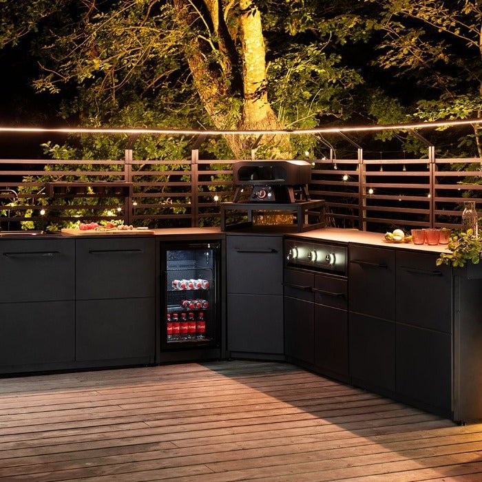 Cozze® Elements Outdoor Kitchen for Corner with Worktop in Black