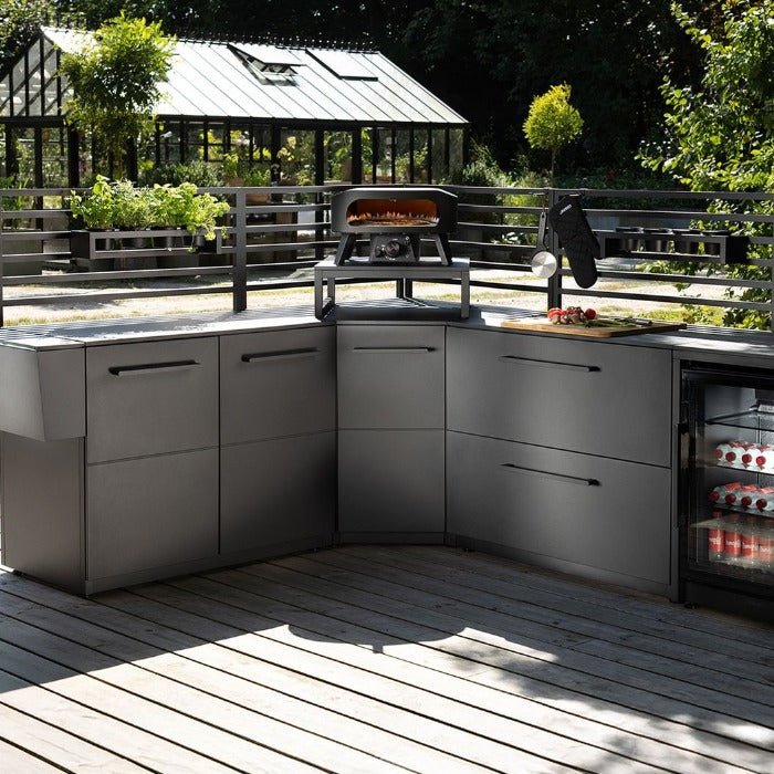 Cozze® Elements Outdoor Kitchen for Corner with Worktop in Black