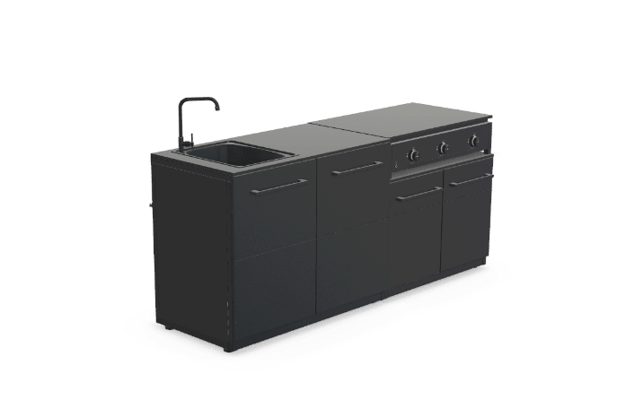 Cozze® Elements Outdoor Kitchen with Storage, Sink, and Combo 900 Grill in Black