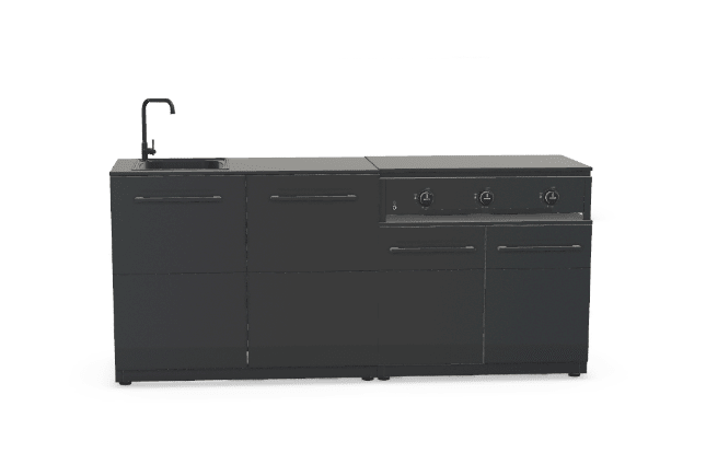 Cozze® Elements Outdoor Kitchen with Storage, Sink, and Combo 900 Grill in Black