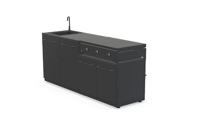 Cozze® Elements Outdoor Kitchen with Storage, Sink, and Combo 900 Grill in Black