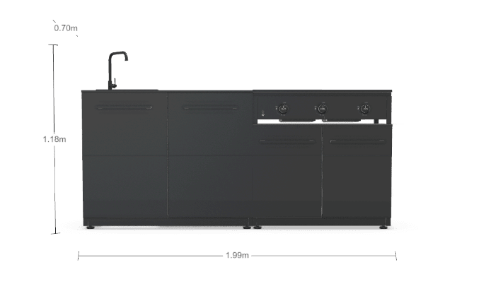 Cozze® Elements Outdoor Kitchen with Storage, Sink, and Combo 900 Grill in Black