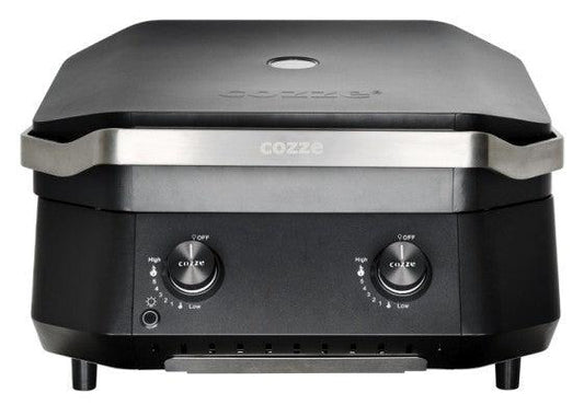 Cozze® G - 500 Gas Plancha with Lid and 2 Burners - 5.0 kW in Black with Stainless Steel
