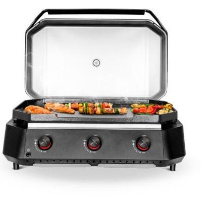 Cozze® G - 800 Gas Plancha with Lid and 3 Burners - 7.5 kW in Black with Stainless Steel