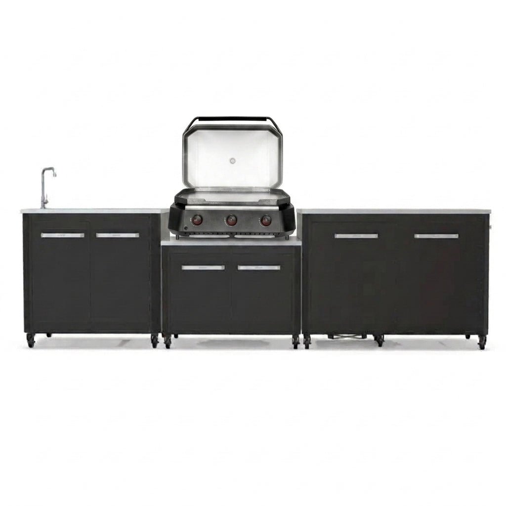 Cozze® Modular Outdoor Kitchen with Gas Grill, Storage and Sink in Black
