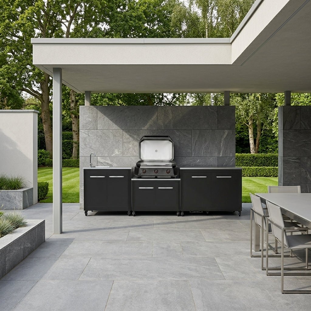 Cozze® Modular Outdoor Kitchen with Gas Grill, Storage and Sink in Black