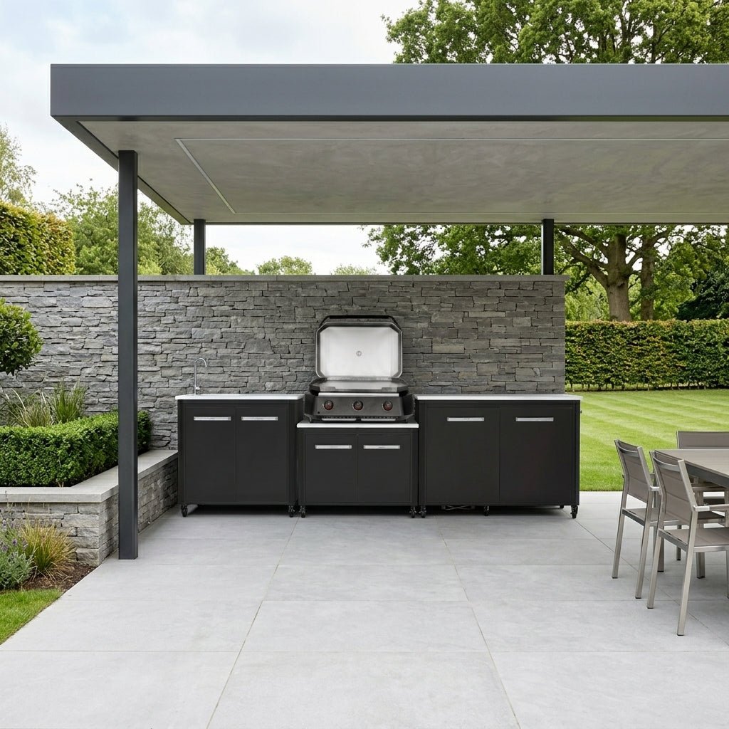 Cozze® Modular Outdoor Kitchen with Gas Grill, Storage and Sink in Black