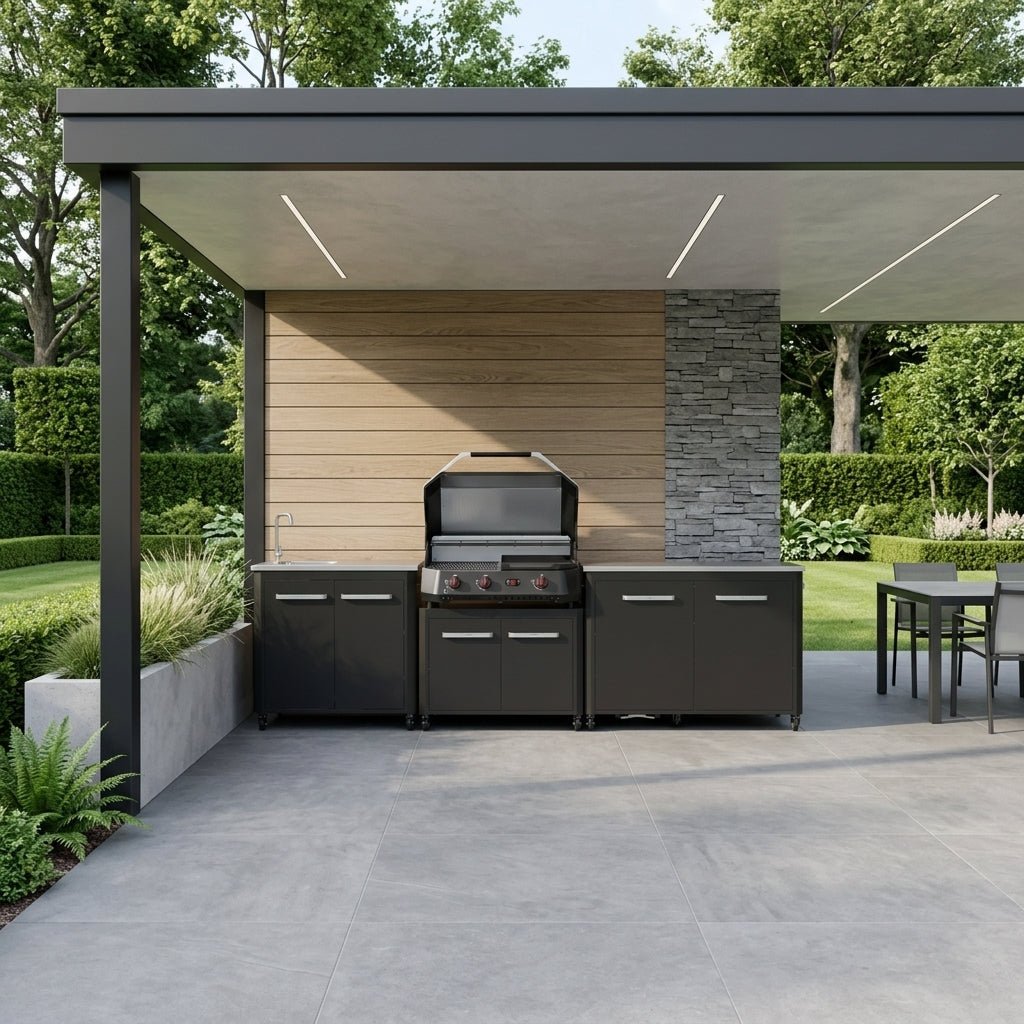 Cozze® Modular Outdoor Kitchen with Gas Grill, Storage and Sink in Black