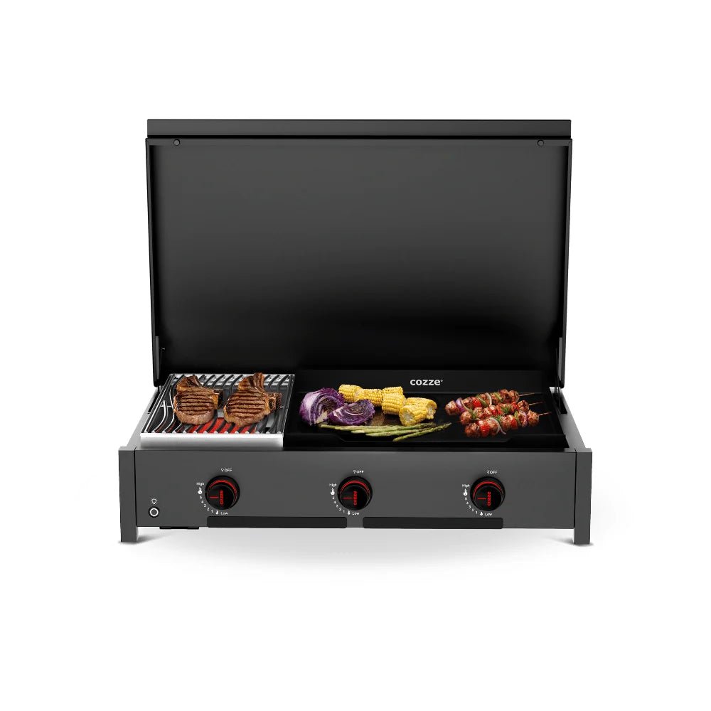 Cozze Smash and Sear Grill 900 in Black Stainless Steel