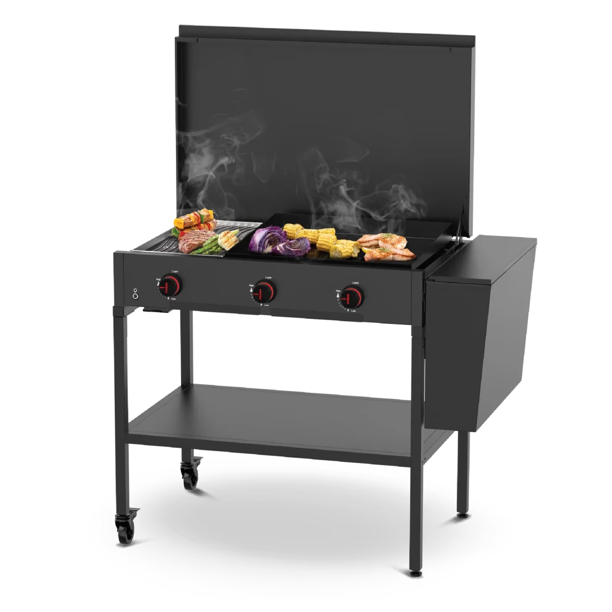 Cozze Smash and Sear Grill 900 in Black Stainless Steel