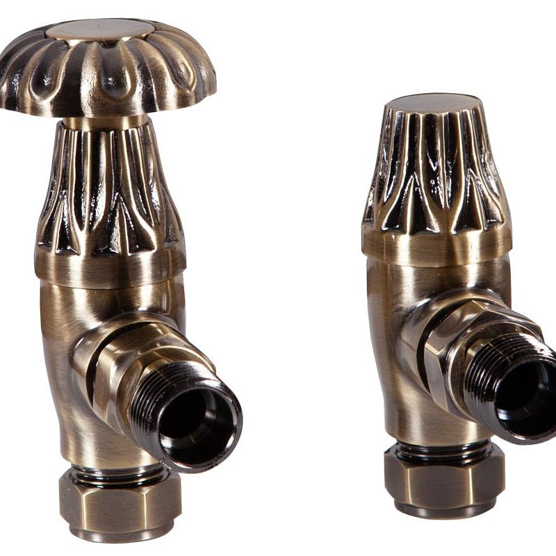 Carron Crocus Wheel 15mm Inlet Manual Radiator Valve - valves - Ice Cold Spice | Lacquered Antique Brass 15mm