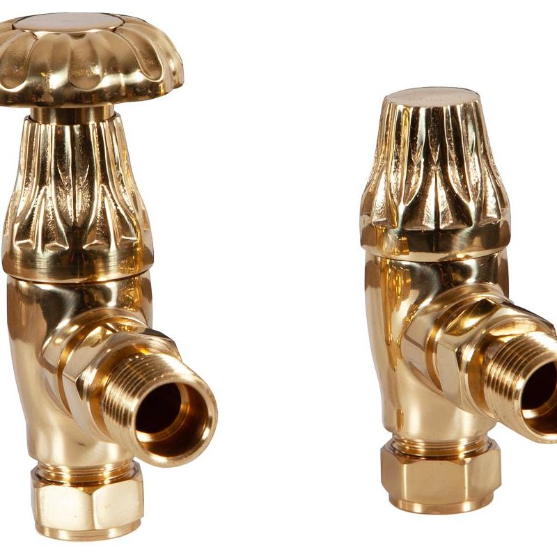 Carron Crocus Wheel 15mm Inlet Manual Radiator Valve - valves - Ice Cold Spice | Lacquered Brass 15mm