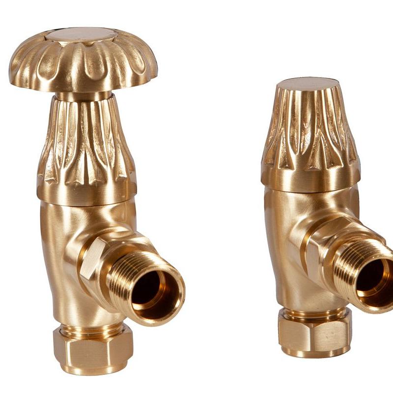 Carron Crocus Wheel 15mm Inlet Manual Radiator Valve - valves - Ice Cold Spice | Lacquered Brushed Brass 15mm