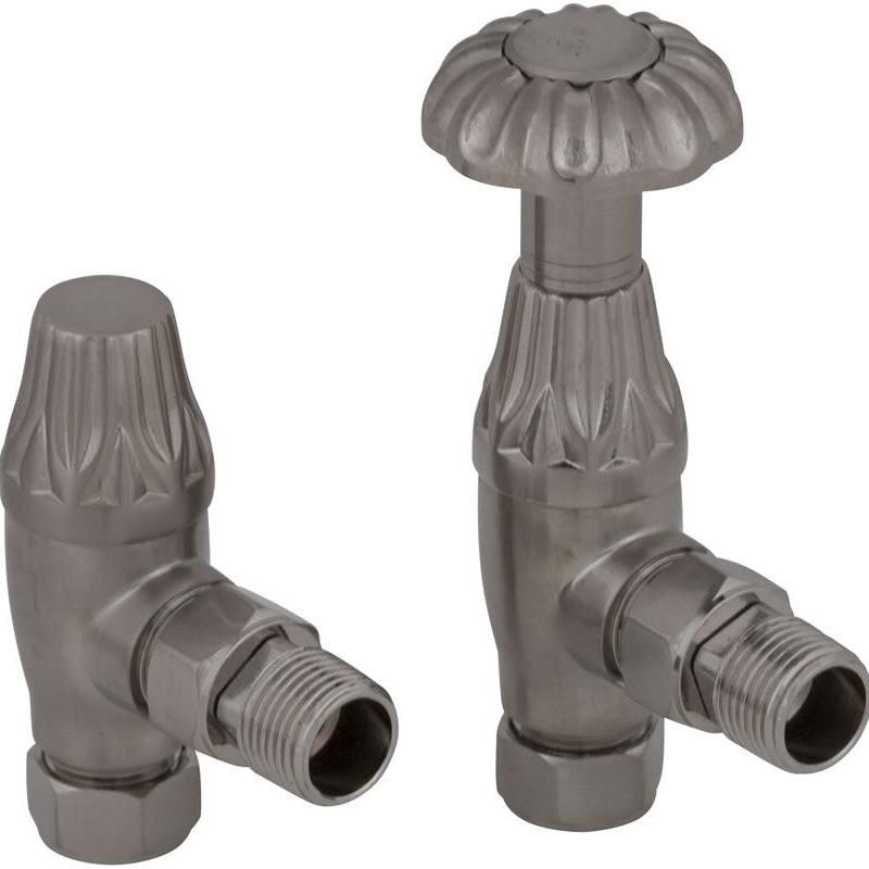 Carron Crocus Wheel 15mm Inlet Manual Radiator Valve - valves - Ice Cold Spice | Satin Nickel 15mm
