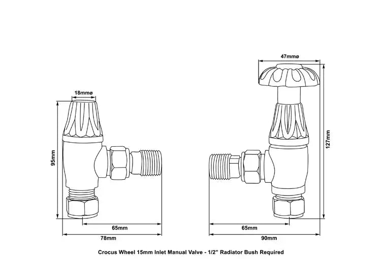 Carron Crocus Wheel 15mm Inlet Manual Radiator Valve - valves - Ice Cold Spice | Satin Nickel 15mm
