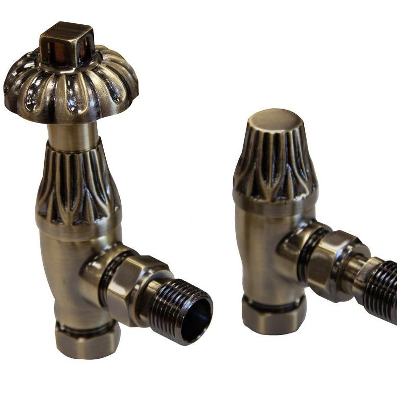 Carron Crocus Wheel 15mm Inlet Thermostatic Radiator Valve - valves - Ice Cold Spice | Lacquered Antique Brass 15mm