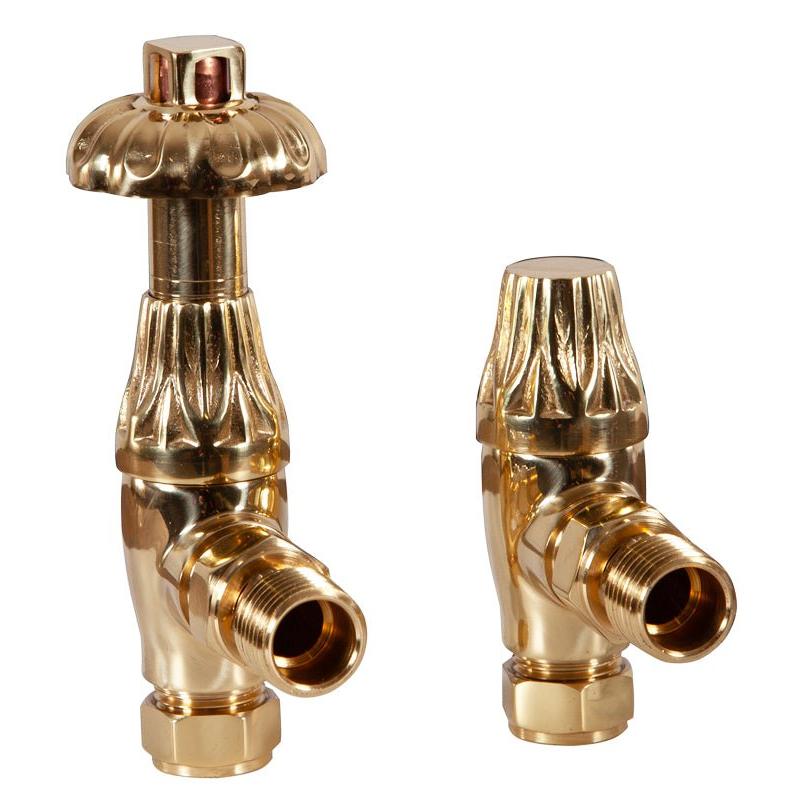 Carron Crocus Wheel 15mm Inlet Thermostatic Radiator Valve - valves - Ice Cold Spice | Lacquered Brass 15mm