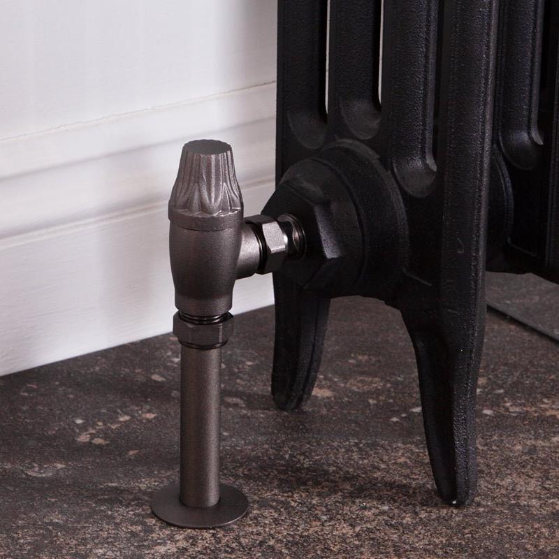 Carron Crocus Wheel 15mm Inlet Thermostatic Radiator Valve - valves - Ice Cold Spice | Pewter 15mm