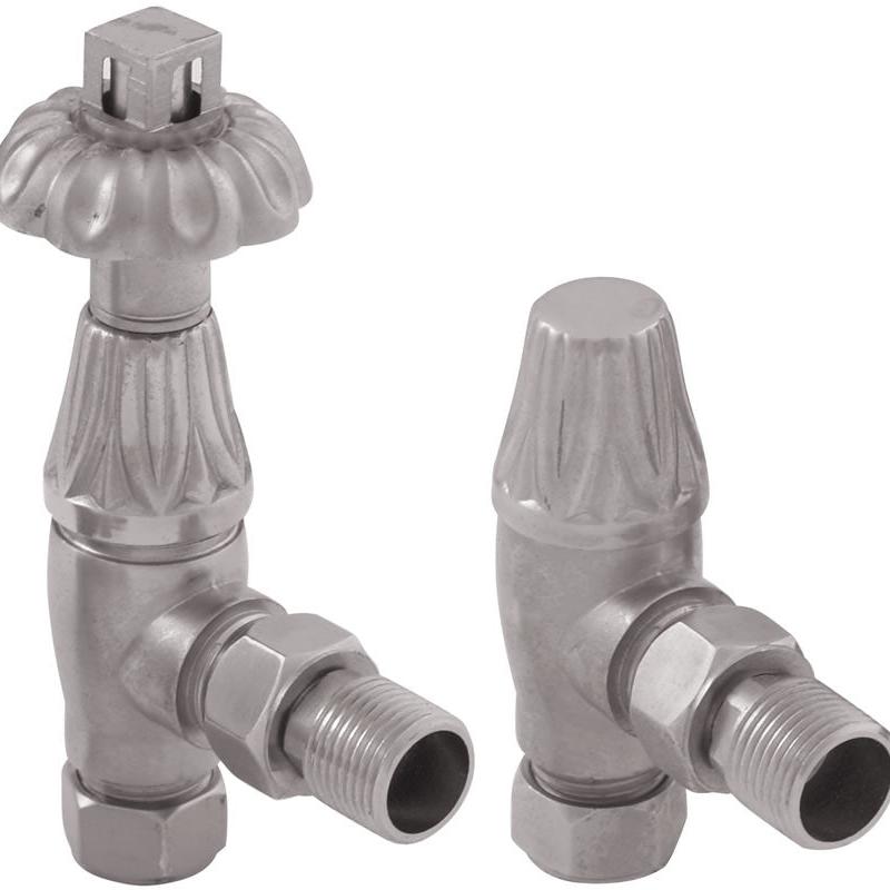 Carron Crocus Wheel 15mm Inlet Thermostatic Radiator Valve - valves - Ice Cold Spice | Satin Nickel 15mm
