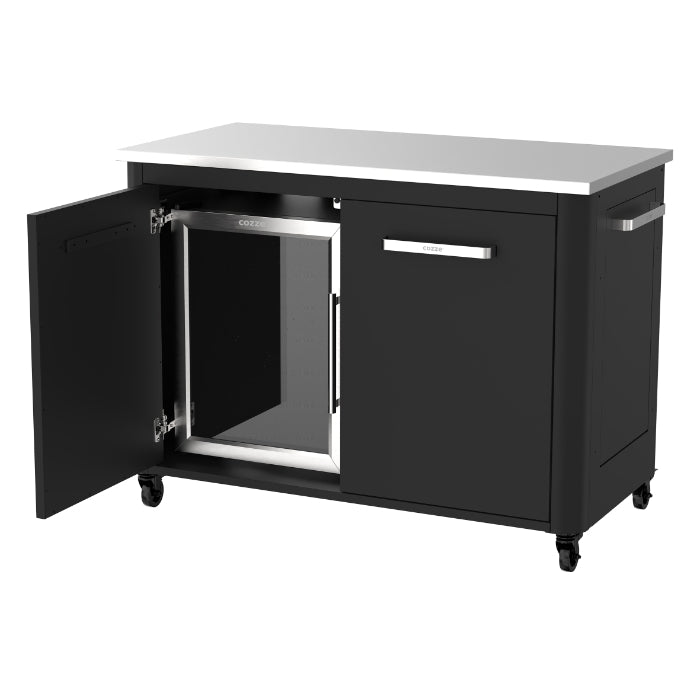 Cozze® Outdoor Fridge 60L with Steel Frame and Glass Front - pizza oven - Ice Cold Spice | Black