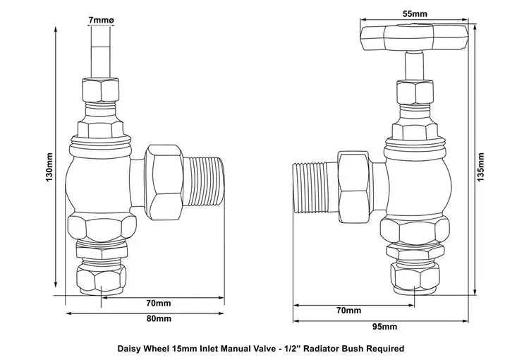 Carron Daisy Wheel 15mm Inlet Manual Radiator Valve - valves - Ice Cold Spice | Satin Nickel 15mm