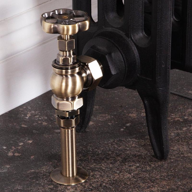 Carron Daisy Wheel 15mm Inlet Manual Radiator Valve - valves - Ice Cold Spice | Lacquered Antique Brass 15mm