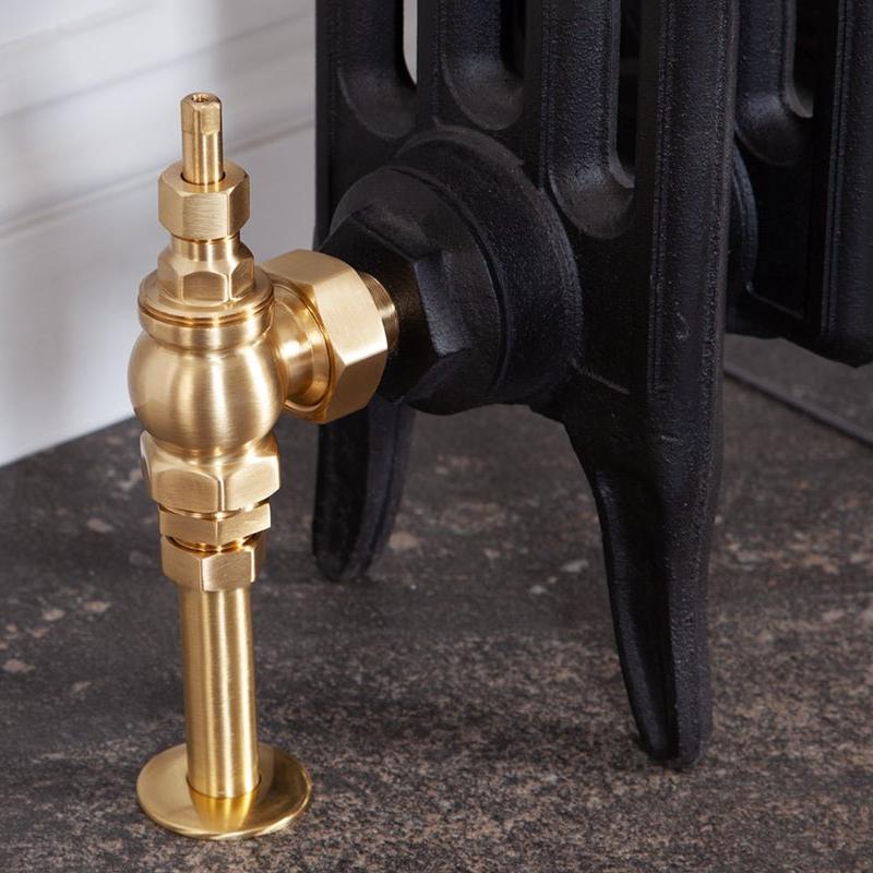 Carron Daisy Wheel 15mm Inlet Manual Radiator Valve - valves - Ice Cold Spice | Lacquered Brushed Brass 15mm