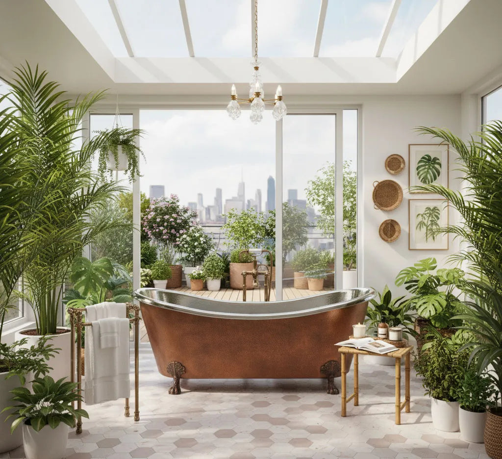 Coppersmith Creations Copper Clawfoot Freestanding Bath Tub Nickel Interior Antique Patina