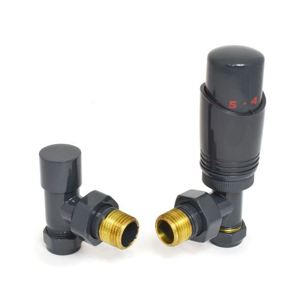 Eucotherm Deluxe TRV Valves Angled Anthracite