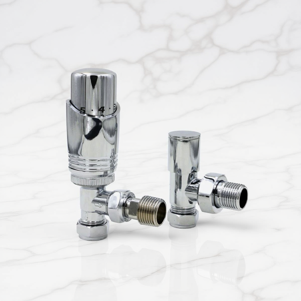Eucotherm Deluxe TRV Valves Angled Chrome