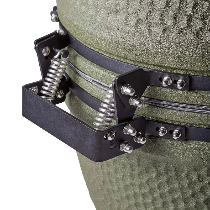 Moddern Kamado with Aluminum Base and Real Hard Wood Legs - outdoor grill - Ice Cold Spice | Olive Green and Wood (Legs)