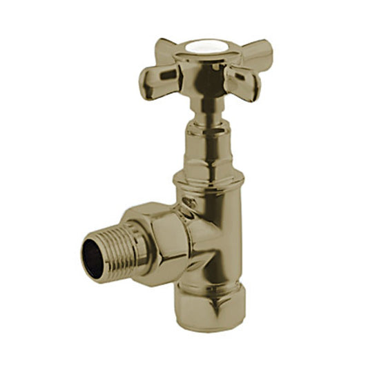 DQ Essential Cross Head Manual Angled Valves in Brushed Brass