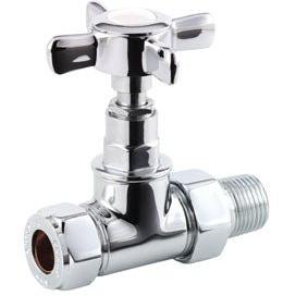 DQ Essential Cross Head Manual Straight Valves in Chrome in Chrome