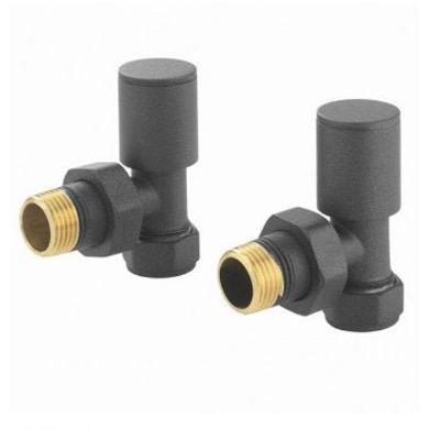 DQ Essential Manual Angled Radiator Valves in Anthracite