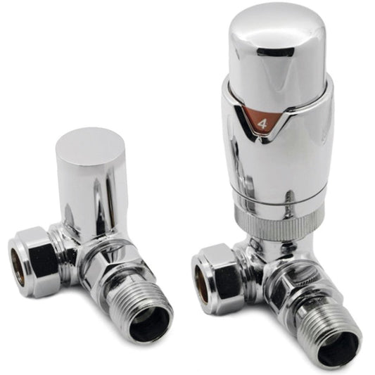DQ Essential TRV Corner Radiator Valves in Chrome