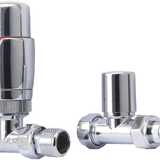 DQ Essential TRV Straight Radiator Valves in Chrome